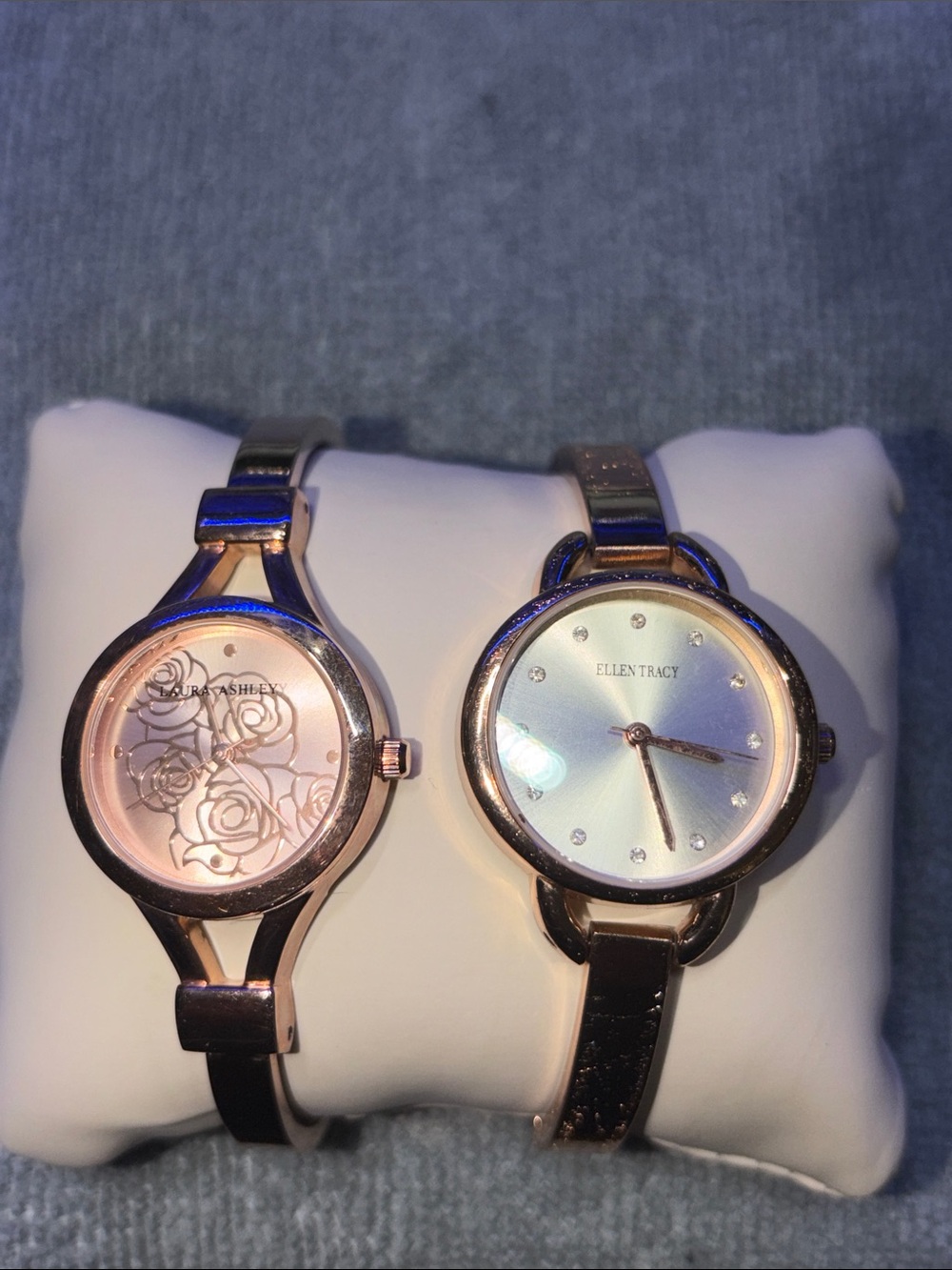 Ellen Tracy Rose Gold Tone Laura Ashley  Bracelet Watches with  and Floral Dials